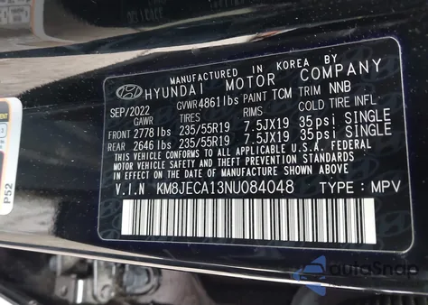 2022 Hyundai Tucson Hybrid Limited from USA, damaged, VIN KM8JECA13NU084048